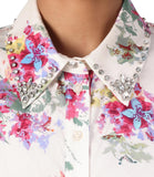 LIU JO WHITE Camicia con fiori e strass bianco