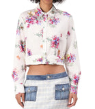 Camicia con fiori e strass