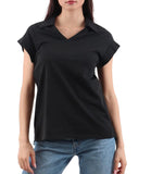 LIU JO WHITE T-shirt con fondo traforato nero