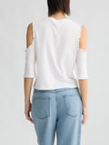 LIU JO WHITE Maglia in cotone con aperture sulle spall e applicazioni bianco