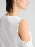 LIU JO WHITE Maglia in cotone con aperture sulle spall e applicazioni bianco