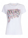 LIU JO WHITE T-shirt stampa logo bianco