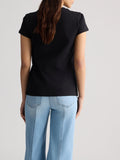 LIU JO WHITE T-shirt stampa fantasia leopard logo nero