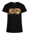 LIU JO WHITE T-shirt stampa fantasia leopard logo nero
