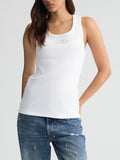 LIU JO WHITE Canotta logo strass bianco