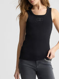 LIU JO WHITE Canotta logo strass nero