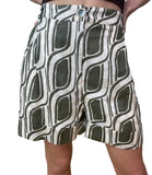 LIU JO WHITE Shorts fantasia geometrica lime