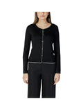 LIU JO WHITE Cardigan con scollo a barca bottoni gioiello e dettagli in lurex nero
