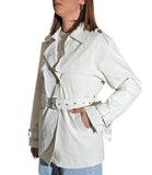 LOUISE DS&C Trench corto con cintura GESSO