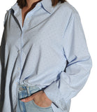 LOUISE XPNG-LN Camicia a Righe con Dettaglio Strass blu