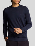 LYLE & SCOTT U Maglioncino girocollo leggero con logo tono su tono NAVY
