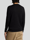 LYLE & SCOTT U Maglioncino girocollo leggero con logo tono su tono nero