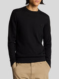 LYLE & SCOTT U Maglioncino girocollo leggero con logo tono su tono nero