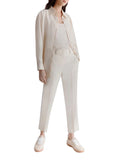 Pantalone slim in viscosa e lino