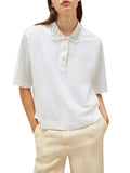 MARELLA SPORT Polo con strass sul colletto BIANCO OTTICO