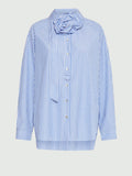 MARELLA SPORT Camicia a righe oversize con fiore azzurro