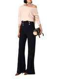 Pantalone vita alta con bottoni