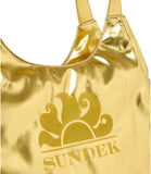 SUNDEK D Shopping bag da mare laminated chel bag oro