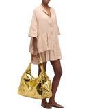 SUNDEK D Shopping bag da mare laminated chel bag oro