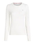 TOMMY H D PRE Maglioncino girocollo a trecce bianco