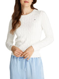 TOMMY H D PRE Maglioncino girocollo a trecce bianco