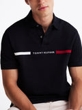 TOMMY H U COL Polo con inserti sul petto blu