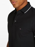 TOMMY H U COL Polo slim con dettagli bandiera nero