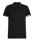 TOMMY H U COL Polo slim con dettagli bandiera nero