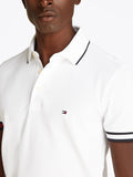 TOMMY H U COL Polo slim con dettagli bandiera bianco