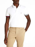 TOMMY H U COL Polo slim con dettagli bandiera bianco