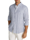TOMMY H U COL Camicia essential a righe BLU/B.CO