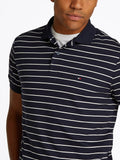 TOMMY H U COL Polo in cotone a righe BLU/ECRU