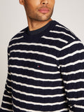 TOMMY H U PRE Maglioncino a trecce con righe BLU/B.CO