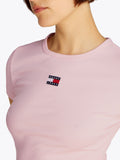 TOMMY J D T-shirt badge a costine slim rosa