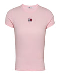 TOMMY J D T-shirt badge a costine slim rosa
