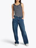 TOMMY J D Canotta slim con bottoni a righe B.CO/BLU/ROSSO