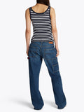 TOMMY J D Canotta slim con bottoni a righe B.CO/BLU/ROSSO