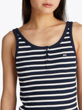 TOMMY J D Canotta slim con bottoni a righe B.CO/BLU/ROSSO