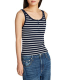 TOMMY J D Canotta slim con bottoni a righe B.CO/BLU/ROSSO
