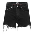 TOMMY J D Jeans corti vita alta sffilacciati bi8080 nero