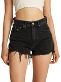 TOMMY J D Jeans corti vita alta sffilacciati bi8080 nero