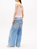 TOMMY J D Canotta script strappy logo rosa