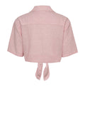 TOMMY J D Camicia cropped con nodo rosa