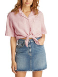 TOMMY J D Camicia cropped con nodo rosa