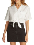 TOMMY J D Camicia cropped con nodo bianco
