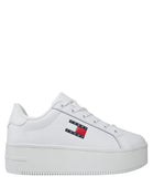 TOMMY J D Sneakers platform con logo bandiera bianco