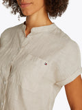 TOMMY J D Camicia in lino senza collo SANDALO