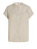 TOMMY J D Camicia in lino senza collo SANDALO