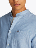 TOMMY J U Camicia misto lino blu