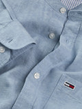 TOMMY J U Camicia misto lino blu